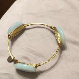 Bourbon and Boweties Bangle Bracelet. Gold plated with 3 stones
